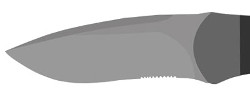Drop point type of knife blade